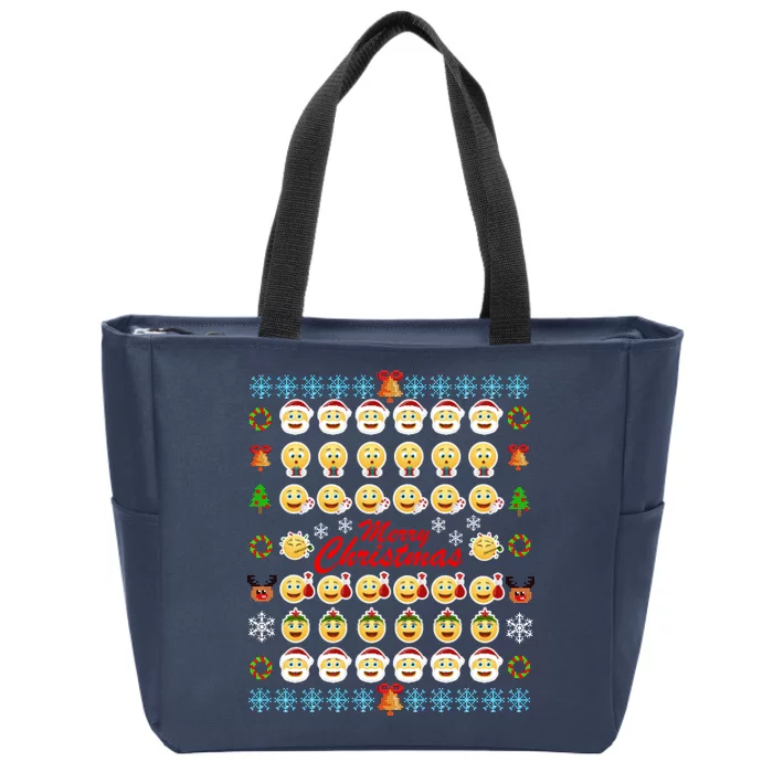 Smiley Faces Ugly Christmas Sweater Zip Tote Bag