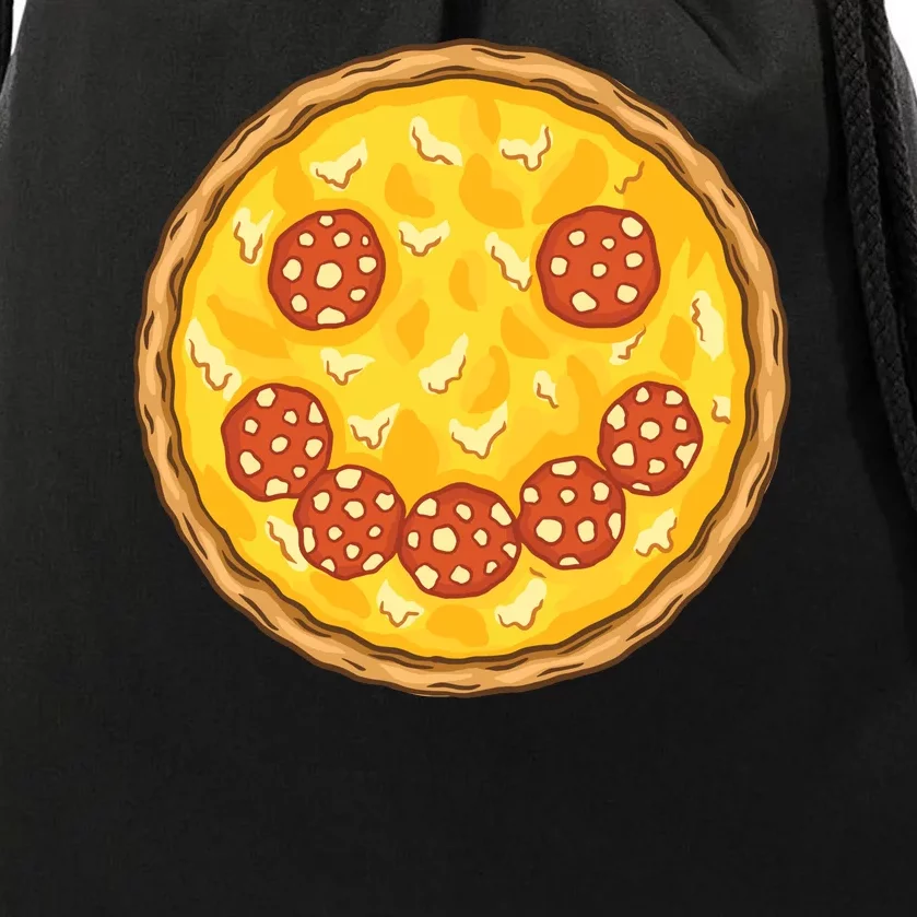 Smiley Pizza Drawstring Bag