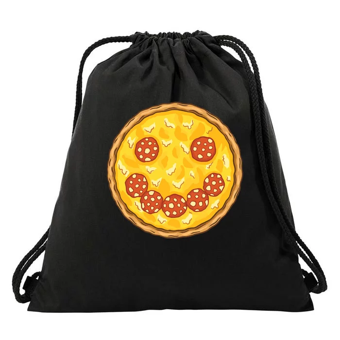 Smiley Pizza Drawstring Bag