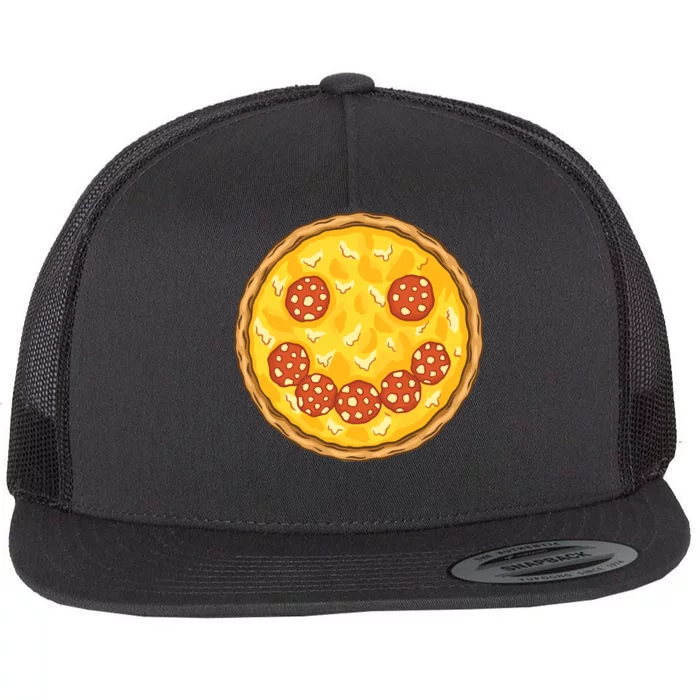 Smiley Pizza Flat Bill Trucker Hat