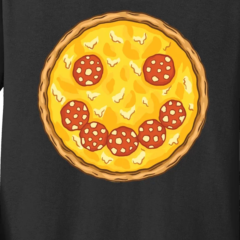 Smiley Pizza Kids Long Sleeve Shirt