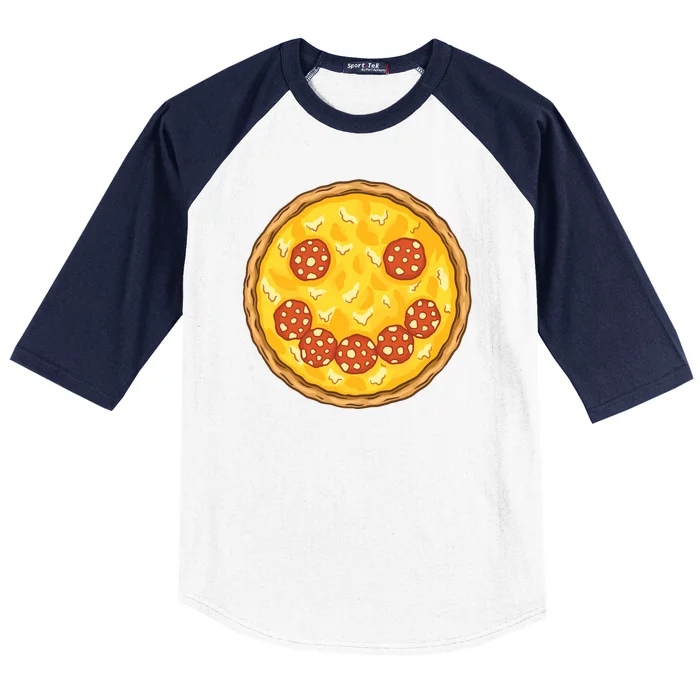 Smiley Pizza Baseball Sleeve Shirt