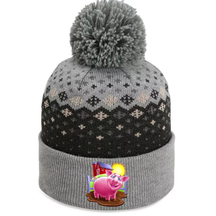 Smiling Farm Pig The Baniff Cuffed Pom Beanie