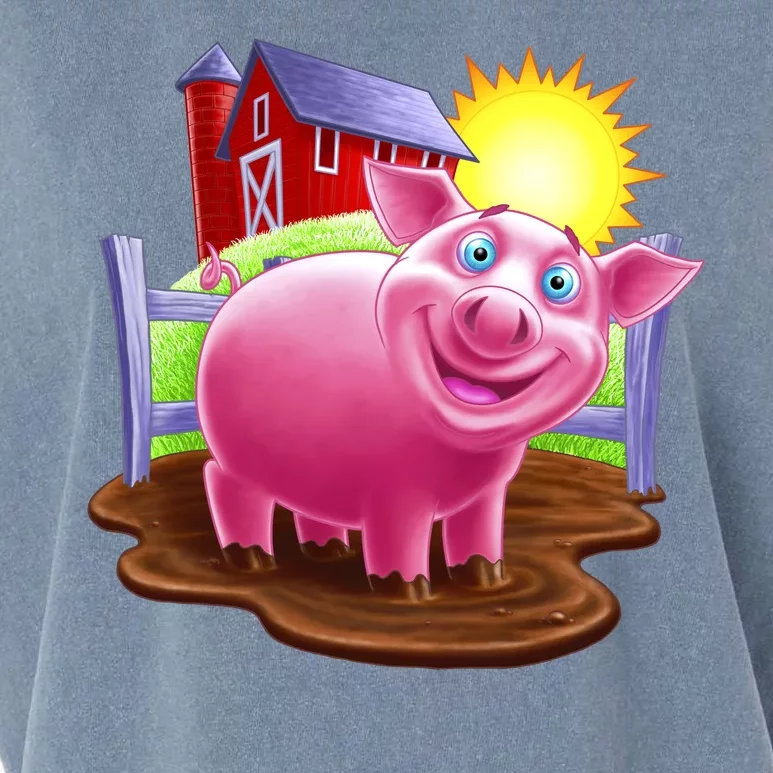 Smiling Farm Pig Garment-Dyed Women's Muscle Tee