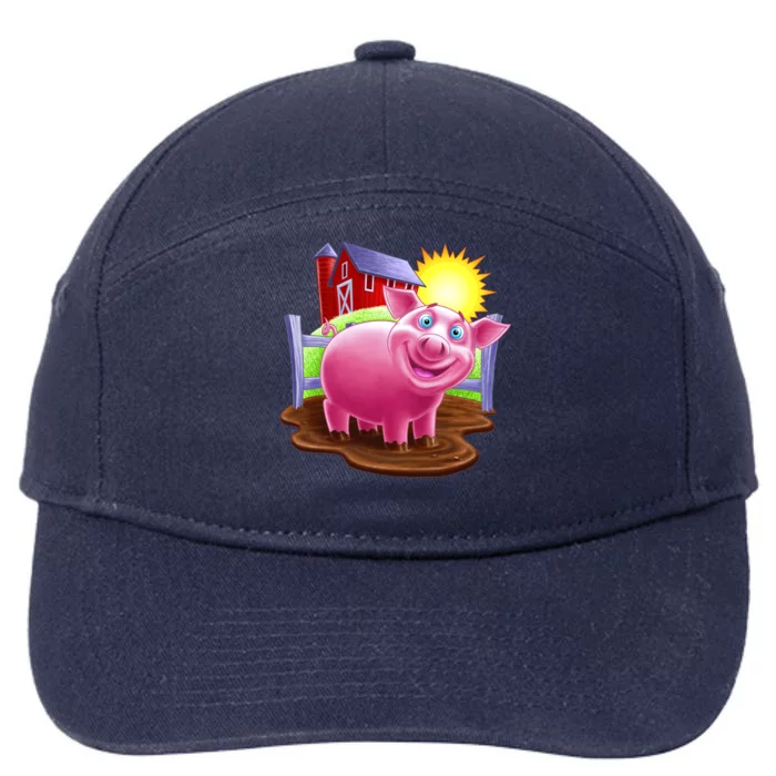 Smiling Farm Pig 7-Panel Snapback Hat