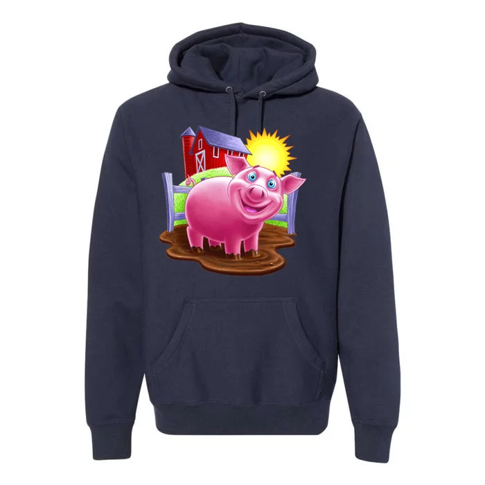 Smiling Farm Pig Premium Hoodie