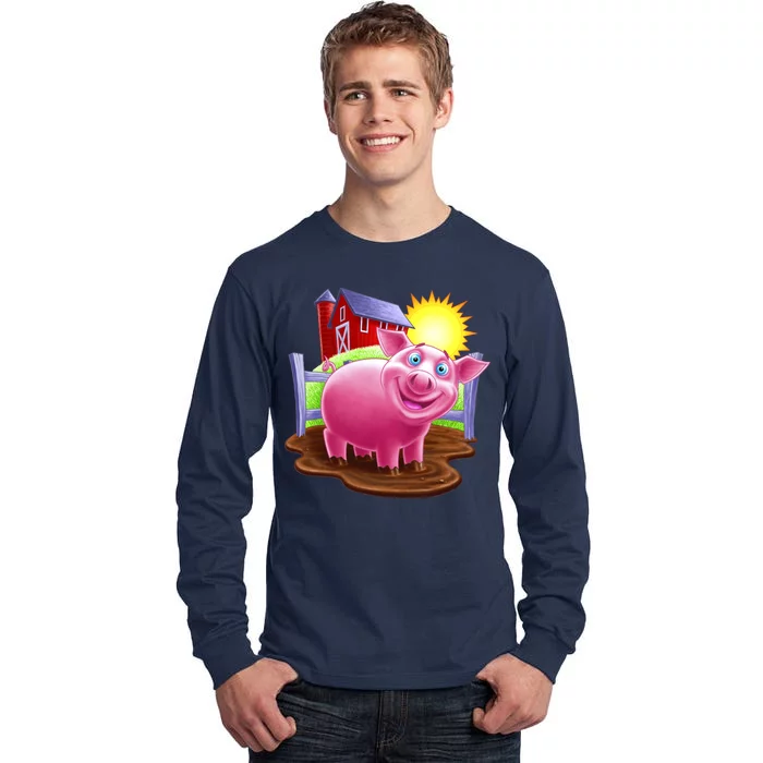 Smiling Farm Pig Tall Long Sleeve T-Shirt