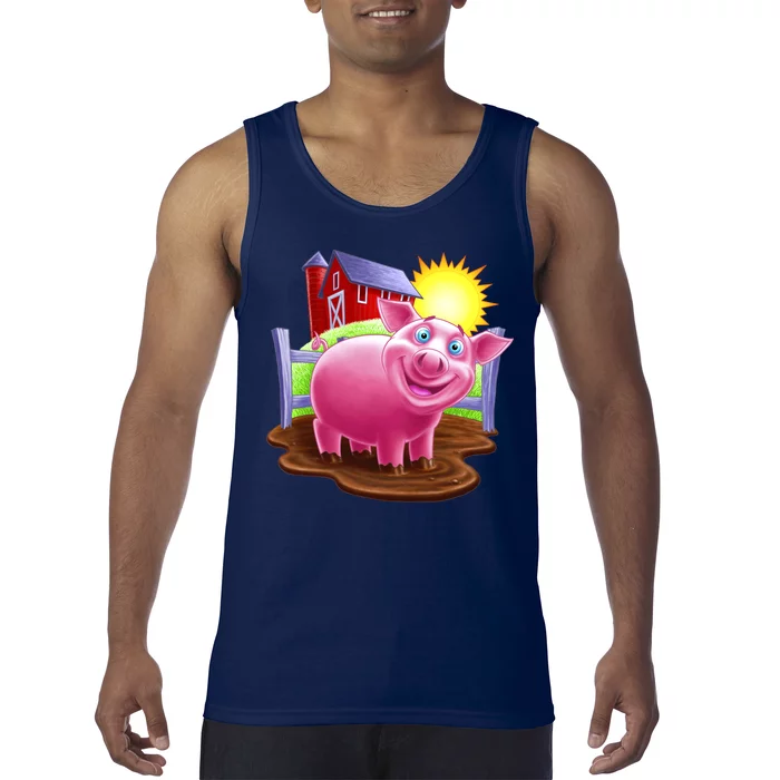 Smiling Farm Pig Tank Top