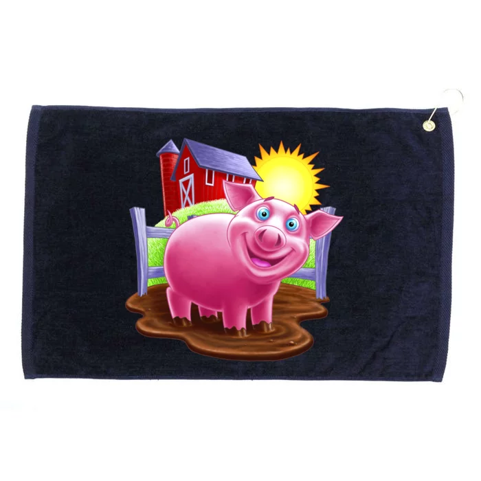 Smiling Farm Pig Grommeted Golf Towel