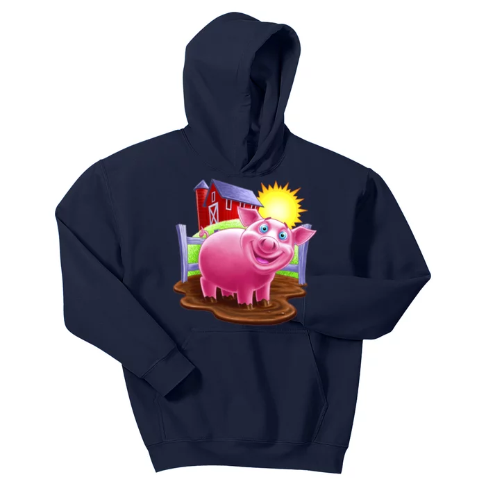 Smiling Farm Pig Kids Hoodie