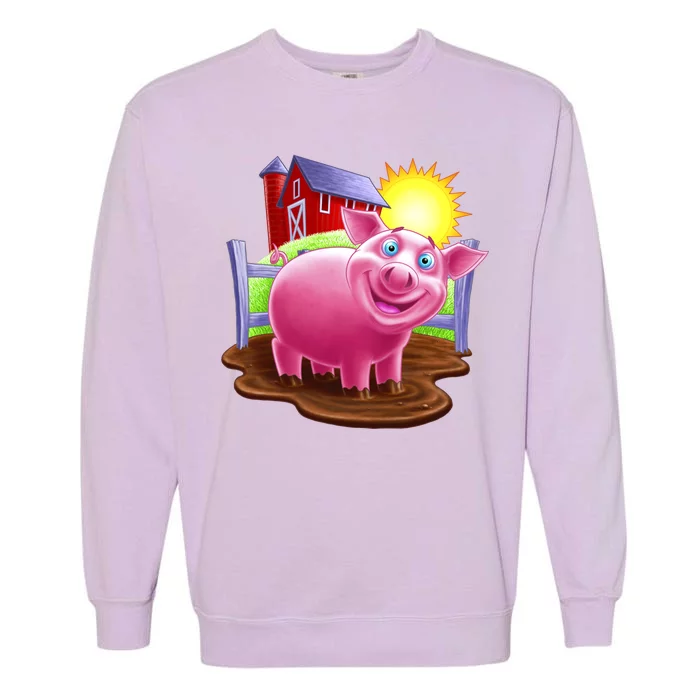 Smiling Farm Pig Garment-Dyed Sweatshirt