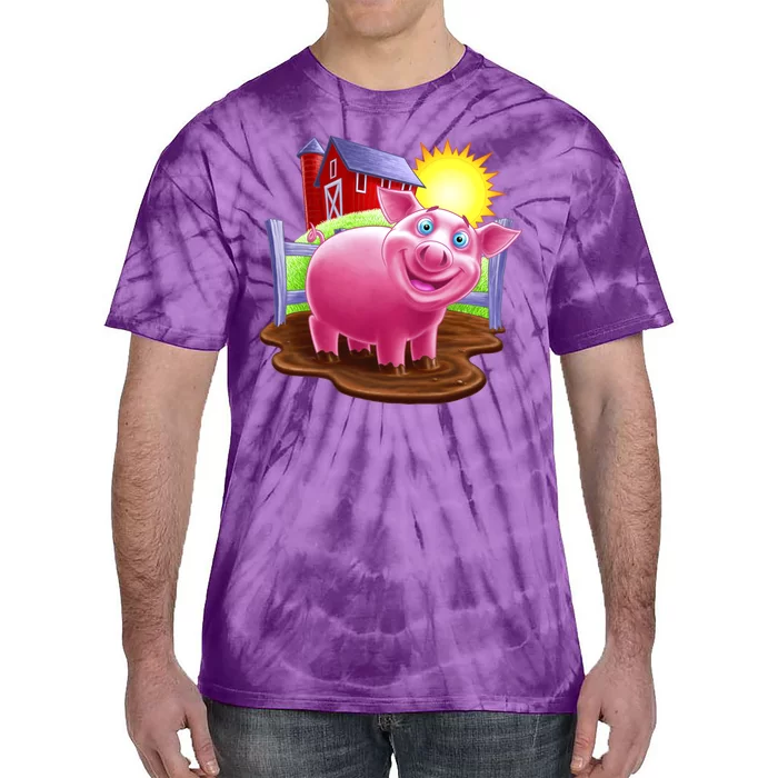 Smiling Farm Pig Tie-Dye T-Shirt