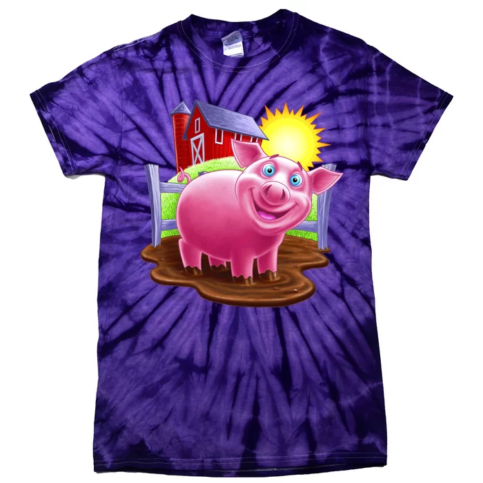 Smiling Farm Pig Tie-Dye T-Shirt