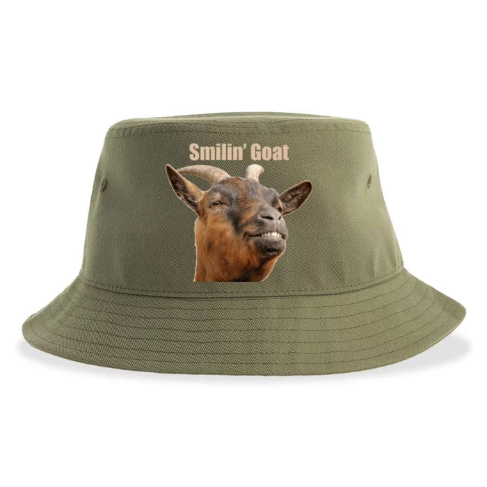 Smiling Goat Funny Sustainable Bucket Hat