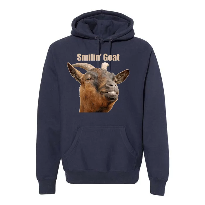 Smiling Goat Funny Premium Hoodie