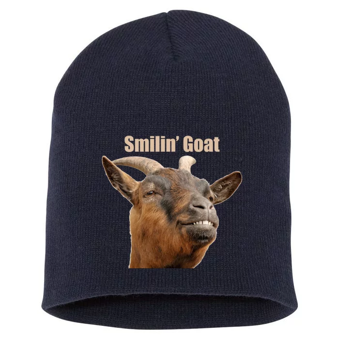 Smiling Goat Funny Short Acrylic Beanie