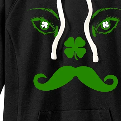 Smiling Irish Eyes Cloverleaf Mustache Women's Fleece Hoodie