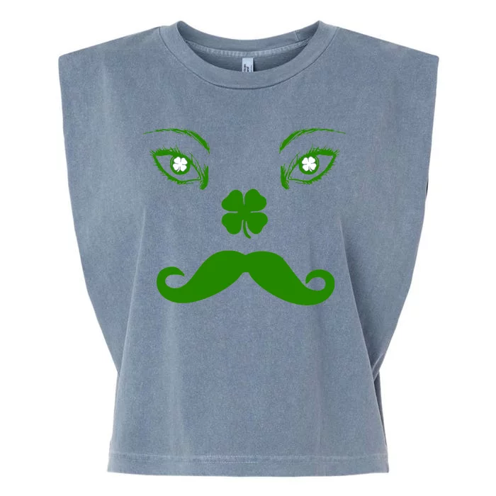 Smiling Irish Eyes Cloverleaf Mustache Garment-Dyed Women's Muscle Tee