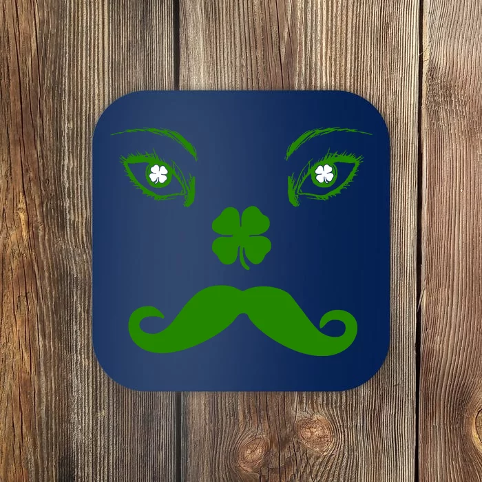 Smiling Irish Eyes Cloverleaf Mustache Coaster