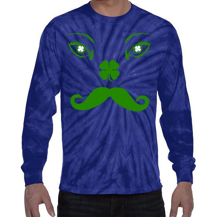 Smiling Irish Eyes Cloverleaf Mustache Tie-Dye Long Sleeve Shirt