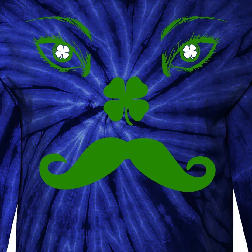 Smiling Irish Eyes Cloverleaf Mustache Tie-Dye Long Sleeve Shirt