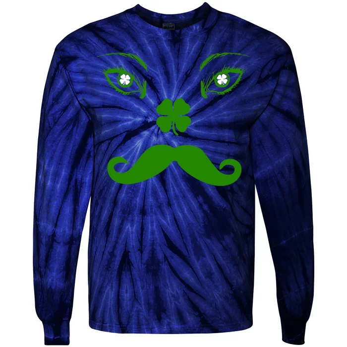 Smiling Irish Eyes Cloverleaf Mustache Tie-Dye Long Sleeve Shirt