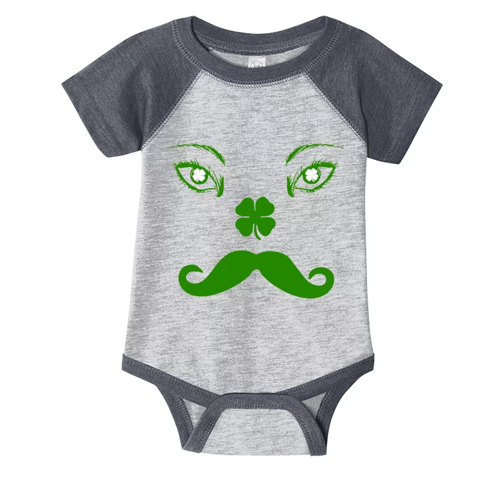 Smiling Irish Eyes Cloverleaf Mustache Infant Baby Jersey Bodysuit