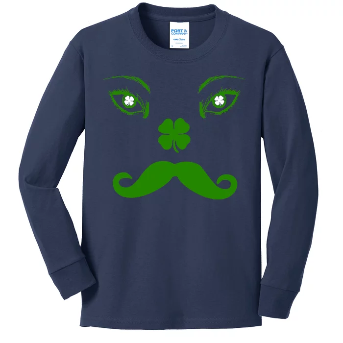 Smiling Irish Eyes Cloverleaf Mustache Kids Long Sleeve Shirt