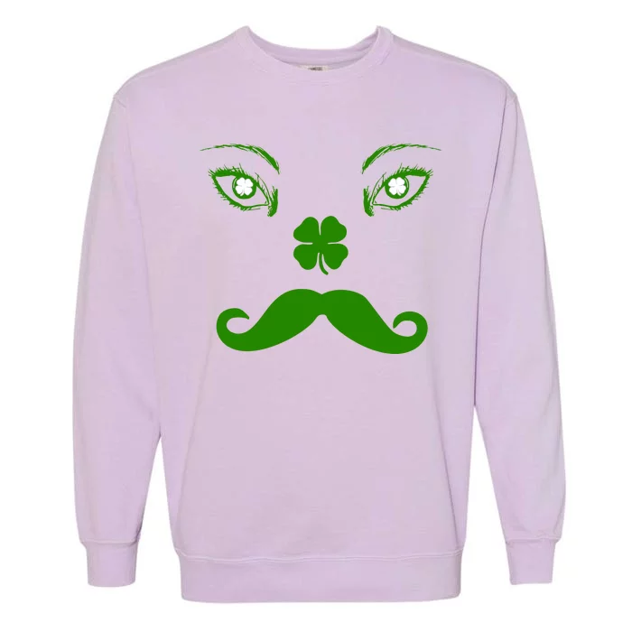 Smiling Irish Eyes Cloverleaf Mustache Garment-Dyed Sweatshirt