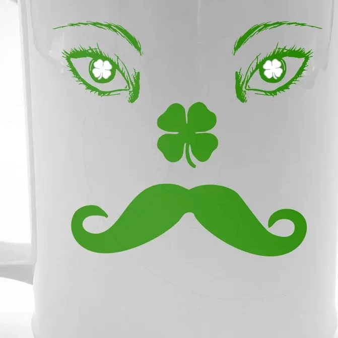 Smiling Irish Eyes Cloverleaf Mustache Front & Back Beer Stein