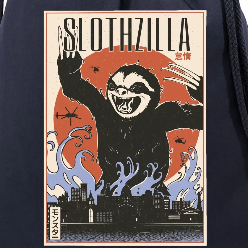 Sloth Monster Japanese Poster Drawstring Bag