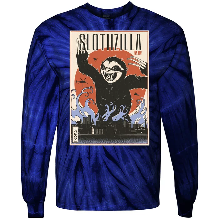 Sloth Monster Japanese Poster Tie-Dye Long Sleeve Shirt