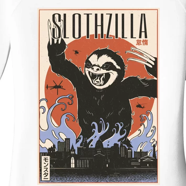 Sloth Monster Japanese Poster Women's Perfect Tri Tunic Long Sleeve Shirt