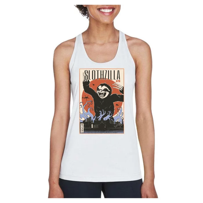 Sloth Monster Japanese Poster Women's Racerback Tank