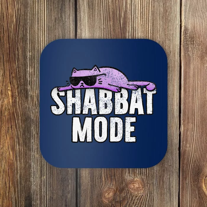 Shabbat Mode Judaism Rest Day Cat Coaster