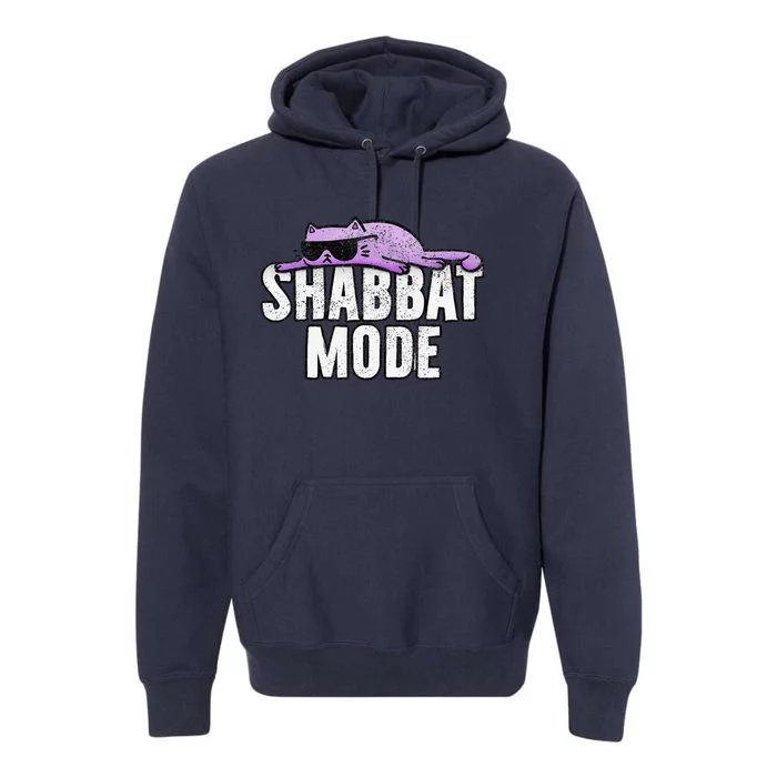 Shabbat Mode Judaism Rest Day Cat Premium Hoodie