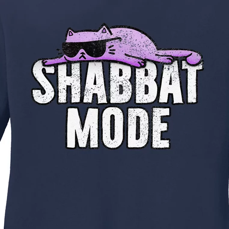 Shabbat Mode Judaism Rest Day Cat Ladies Long Sleeve Shirt