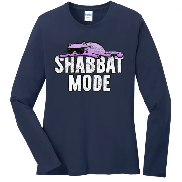 Shabbat Mode Judaism Rest Day Cat Ladies Long Sleeve Shirt