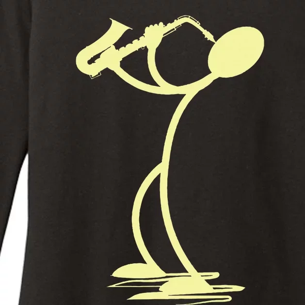 Sax Man Jazz Music Saxophone Player Cartoon Musician Womens CVC Long Sleeve Shirt