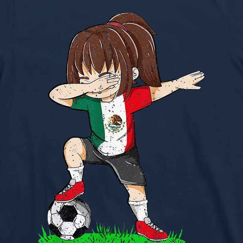 Soccer Mexico Jersey Mexican Flag Football Girl Dab T-Shirt