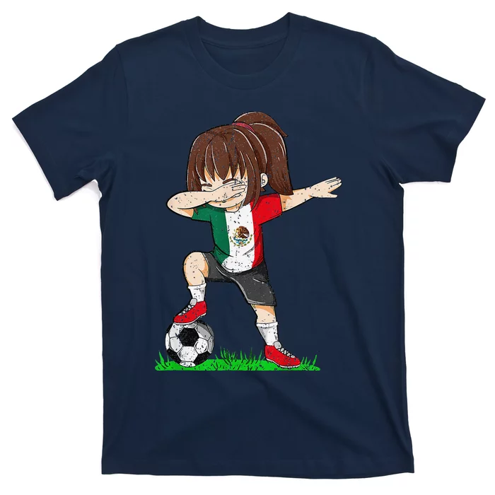 Soccer Mexico Jersey Mexican Flag Football Girl Dab T-Shirt