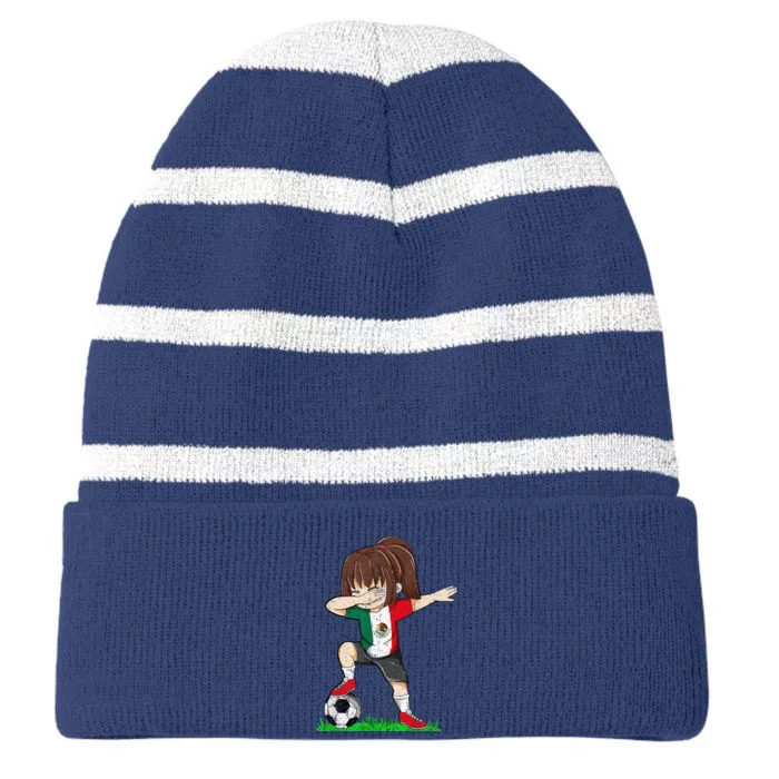 Soccer Mexico Jersey Mexican Flag Football Girl Dab Striped Beanie with Solid Band