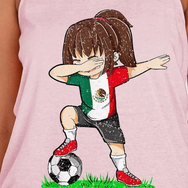 Soccer Mexico Jersey Mexican Flag Football Girl Dab Women's Knotted Racerback Tank