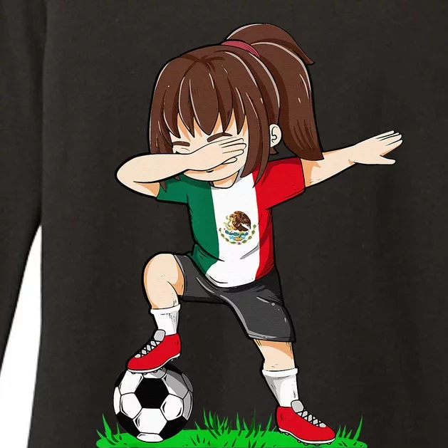 Soccer Mexico Jersey Mexican Flag Football Dab Womens CVC Long Sleeve Shirt