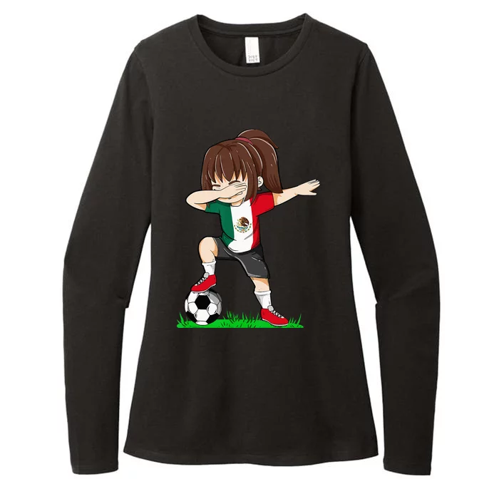 Soccer Mexico Jersey Mexican Flag Football Dab Womens CVC Long Sleeve Shirt