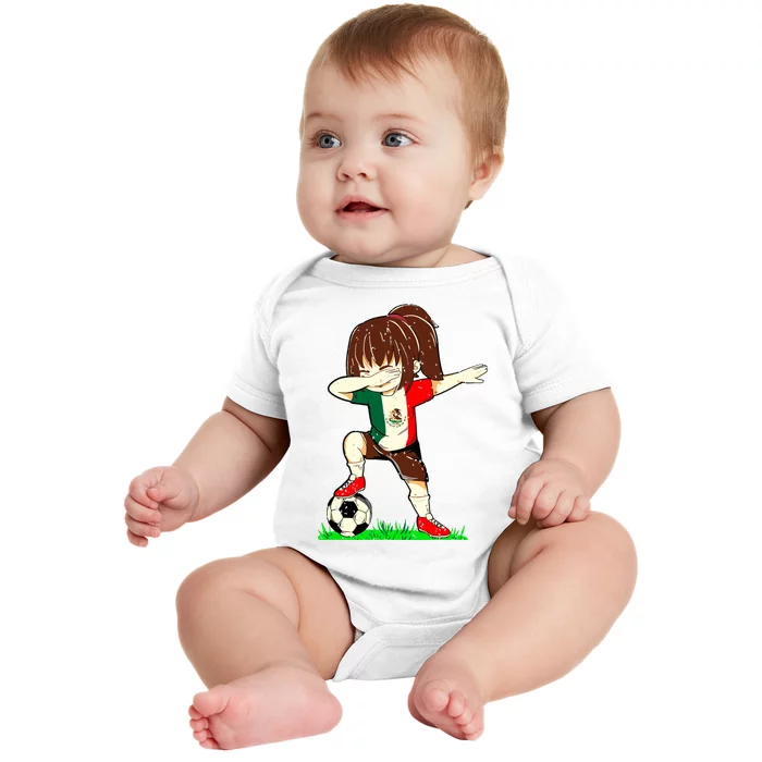 Soccer Mexico Jersey Mexican Flag Football Girl Dab Baby Bodysuit