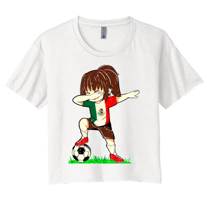 Soccer Mexico Jersey Mexican Flag Football Girl Dab Women's Crop Top Tee