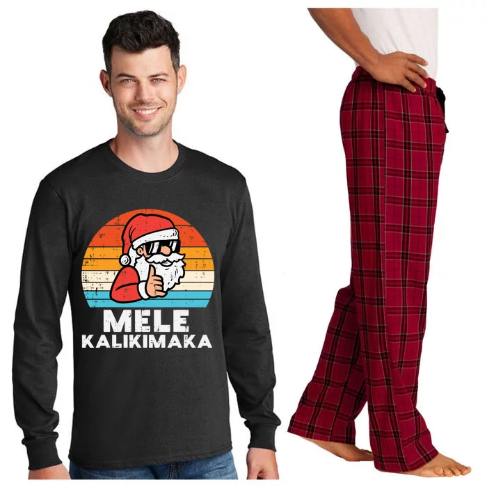 Santa Mele Kalikimaka Hawaiian Christmas Xmas Gift Long Sleeve Pajama Set