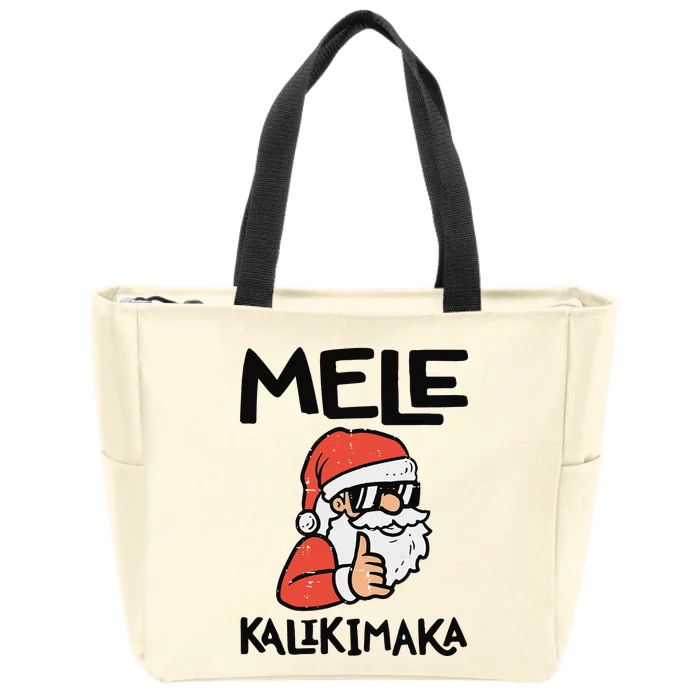 Santa Mele Kalikimaka Hawaiian Christmas Xmas Zip Tote Bag