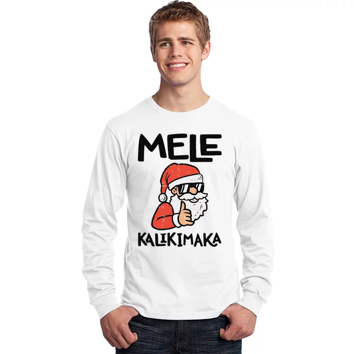 Santa Mele Kalikimaka Hawaiian Christmas Xmas Long Sleeve Shirt